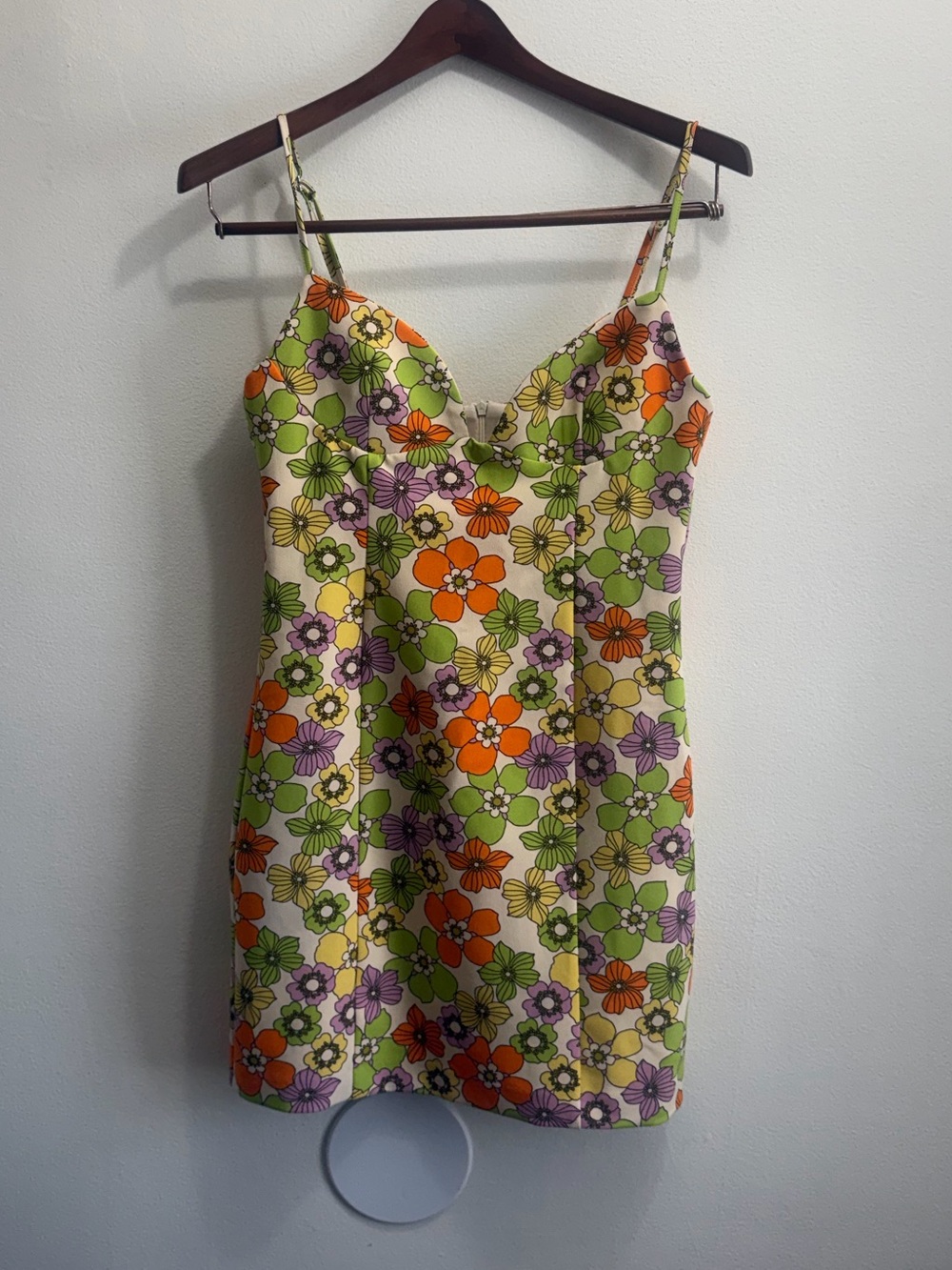 Zara Orange Green Purple Floral Slip Mini Dress